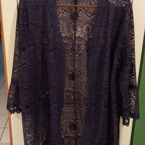 Signature Studio Navy Lace Duster Kimono